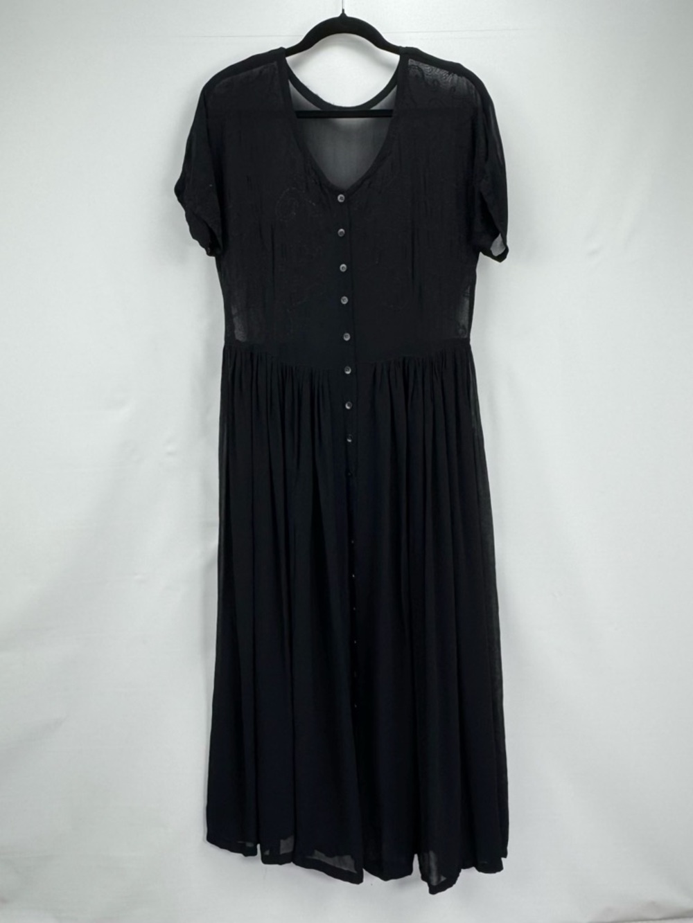 Women's Black Sheer Embroidered Maxi Dress
